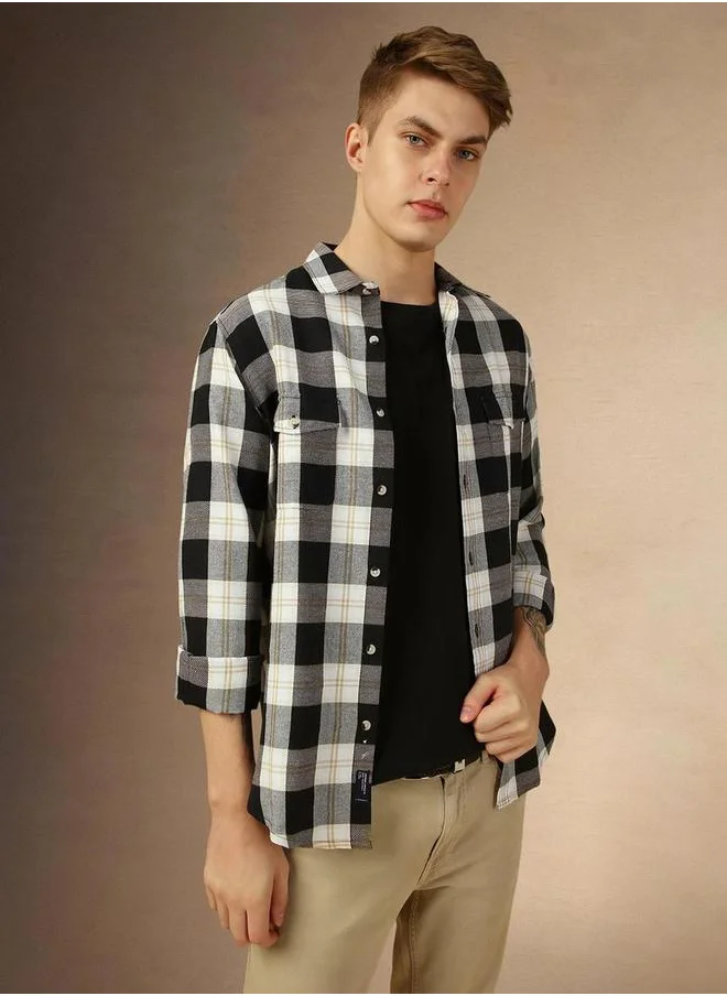 دينيس لينغو Checked Long Sleeves Casual Shirt by Styli