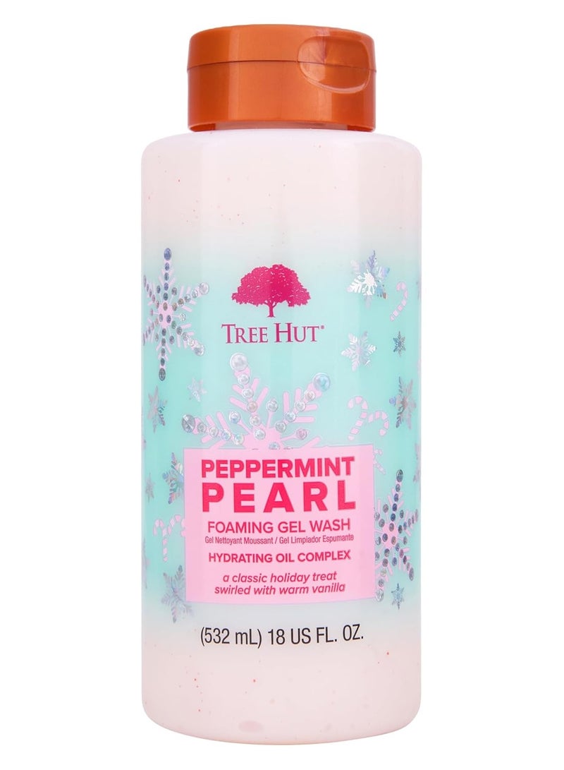 Tree Hut Tree Hut Peppermint Pearl Foaming Gel Wash | Cleanse & Soothe Skin Without Stripping Moisture | Made with our Hydrating Oil Complex | Limited Edition Holiday | 18 fl oz.  - Image 1
