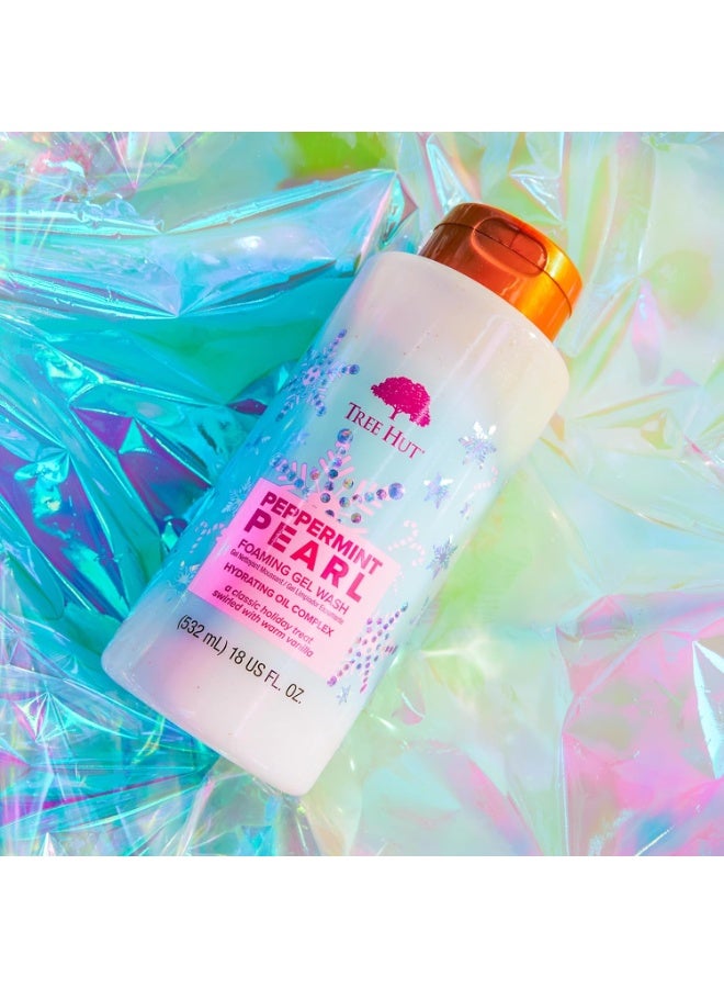 Tree Hut Tree Hut Peppermint Pearl Foaming Gel Wash | Cleanse & Soothe Skin Without Stripping Moisture | Made with our Hydrating Oil Complex | Limited Edition Holiday | 18 fl oz.  - Image 3