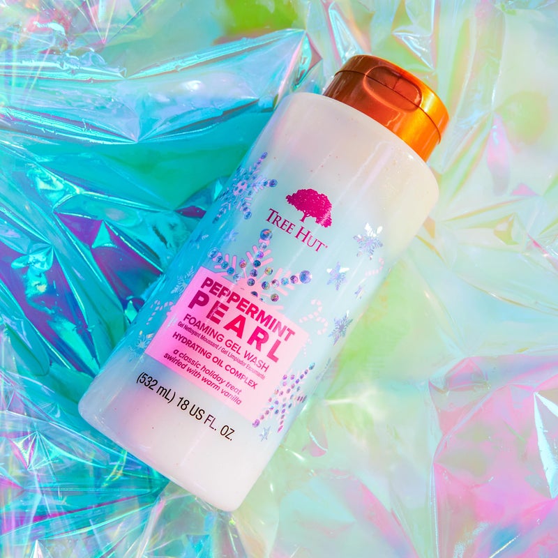Tree Hut Peppermint Pearl Foaming Gel Wash | Cleanse & Soothe Skin Without Stripping Moisture | Made with our Hydrating Oil Complex | Limited Edition Holiday | 18 fl oz. - Image 1