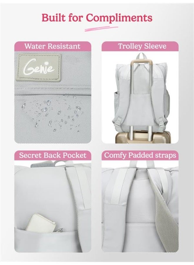 Genie Skye Laptop Backpack for Girls (28L) | Versatile Office, College & Travel Laptop Backpack | Padded Laptop Sleeve | Grey - Image 2