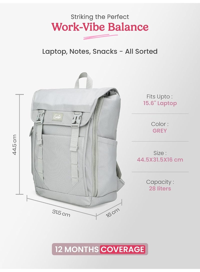 Genie Skye Laptop Backpack for Girls (28L) | Versatile Office, College & Travel Laptop Backpack | Padded Laptop Sleeve | Grey - Image 3