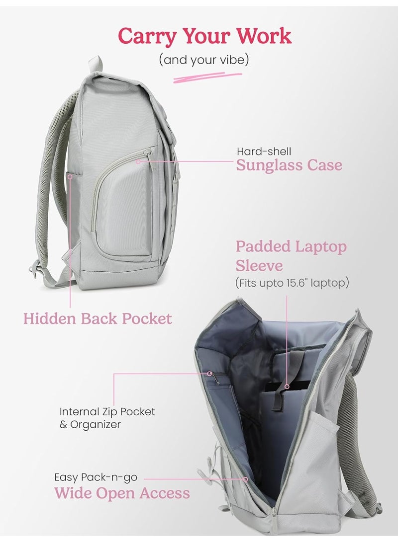 Genie Skye Laptop Backpack for Girls (28L) | Versatile Office, College & Travel Laptop Backpack | Padded Laptop Sleeve | Grey - Image 4