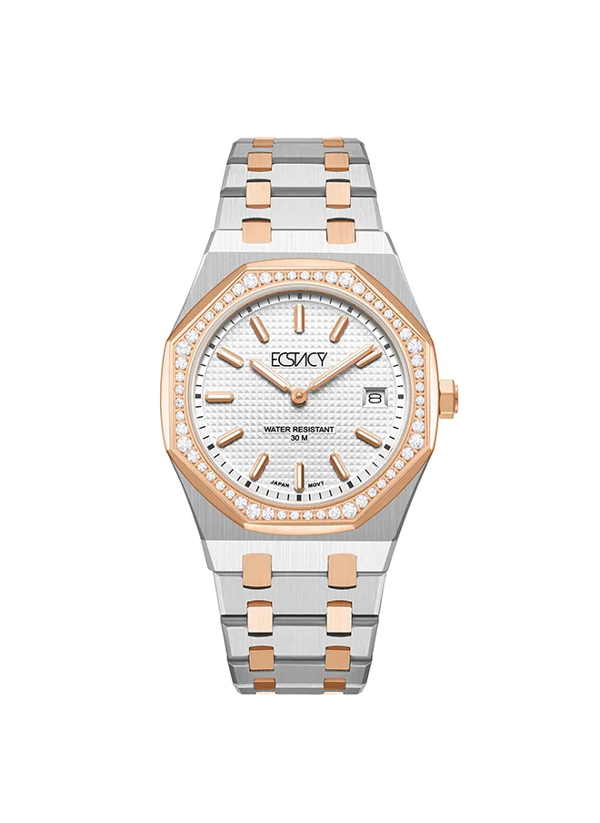 ECSTACY Women's Watch, Analog Display and Stainless Steel Strap - E24503-KBKW, Rose Gold