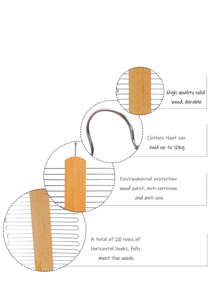 KASTWAVE 2 Piece Wooden Tie Hanger, Swivel Tie Racks, Tie Belt Rack, with 20 Metal Partitions and 360 Degree Rotating Clothes Hook, for Hanging Belts, Tie, Scarves, Neckties and More - Image 3
