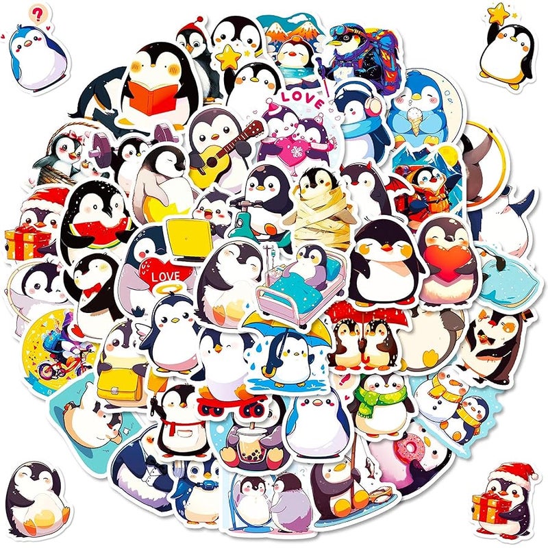 Qitiieli 100 PCS Penguin Stickers, Cute Animal Decoration Vinyl Waterproof Sticker for Water Bottle Laptop Guitar Phone Skateboard, Kids Gifts, 2025 Friend Penguin Decor, for Teen Childrens Girls - Image 1