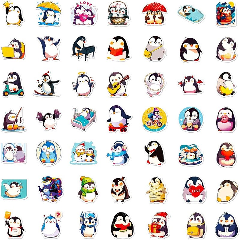 Qitiieli 100 PCS Penguin Stickers, Cute Animal Decoration Vinyl Waterproof Sticker for Water Bottle Laptop Guitar Phone Skateboard, Kids Gifts, 2025 Friend Penguin Decor, for Teen Childrens Girls - Image 2