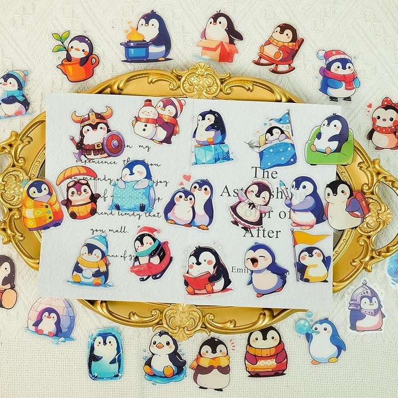 Qitiieli 100 PCS Penguin Stickers, Cute Animal Decoration Vinyl Waterproof Sticker for Water Bottle Laptop Guitar Phone Skateboard, Kids Gifts, 2025 Friend Penguin Decor, for Teen Childrens Girls - Image 3