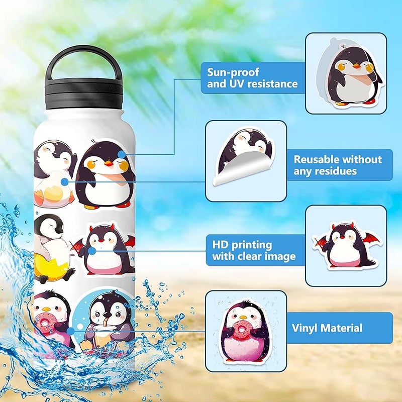 Qitiieli 100 PCS Penguin Stickers, Cute Animal Decoration Vinyl Waterproof Sticker for Water Bottle Laptop Guitar Phone Skateboard, Kids Gifts, 2025 Friend Penguin Decor, for Teen Childrens Girls - Image 5