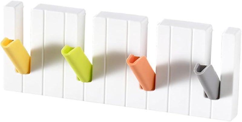 Piano Key Wall Hook Creative Space Saving Coat Hanger Rack Plastic 5kg Load - Image 1