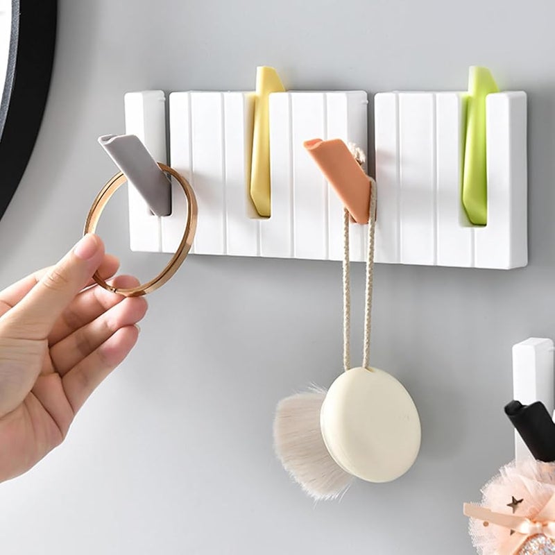 Piano Key Wall Hook Creative Space Saving Coat Hanger Rack Plastic 5kg Load - Image 3