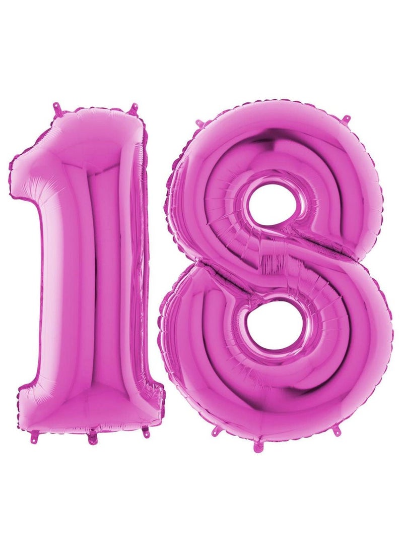 مجموعة بالونات عيد ميلاد ١٨ عامًا من رقائق معدنية باللون الوردي، ١٠٠ سم