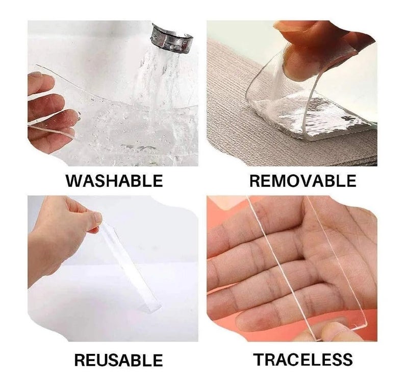 GTC GTC® Ivy Grip Tape Strong Removable Washable and Anti Slip Double Sided Transparent Tape 1mm Thikness (429-31) (3 Meter) 12x12x3 CM  - Image 4