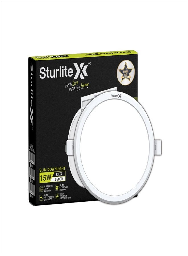 Sturlite مصباح ستورلايت ديكس الدائري LED السفلي | درجة حرارة اللون أبيض بارد | 800 لومن بتقنية CRI لأنواع الأسقف والغرف المختلفة - (15 واط، عبوة من قطعة واحدة) - Image 1