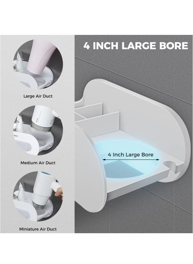 Hair Dryer Holder, Bathroom Organization, Hair Tool Organizer Wall Mount, Tray Stand Storage Bathroom Vanity Countertop with 3 Holes, White - Image 4