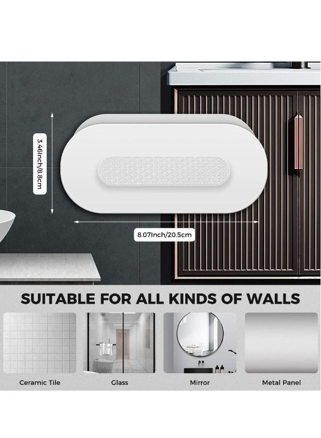 Hair Dryer Holder, Bathroom Organization, Hair Tool Organizer Wall Mount, Tray Stand Storage Bathroom Vanity Countertop with 3 Holes, White - Image 5