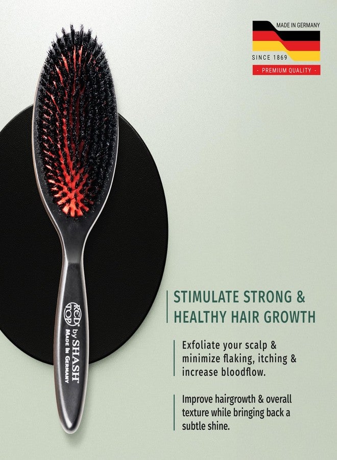 SHASH 100% First Cut Boar Bristle Hair Brush, Suitable For FINE TO THIN HAIR TYPES ONLY - Naturally Conditions Hair, Improves Texture, Exfoliates, Stimulates, Made in Germany (Medium) - Image 5
