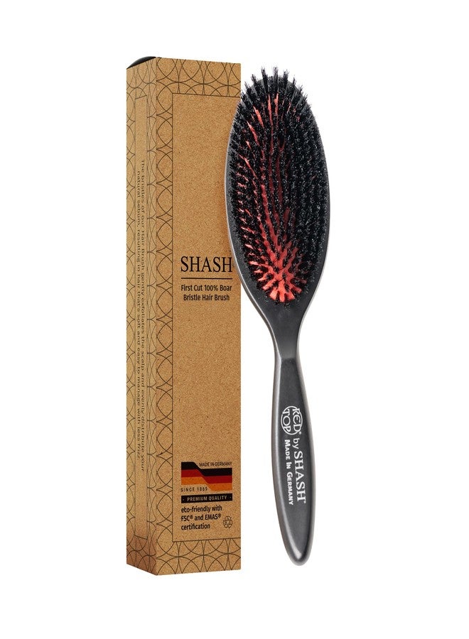SHASH 100% First Cut Boar Bristle Hair Brush, Suitable For FINE TO THIN HAIR TYPES ONLY - Naturally Conditions Hair, Improves Texture, Exfoliates, Stimulates, Made in Germany (Medium) - Image 1