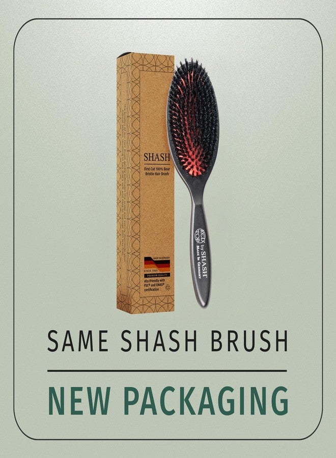 SHASH 100% First Cut Boar Bristle Hair Brush, Suitable For FINE TO THIN HAIR TYPES ONLY - Naturally Conditions Hair, Improves Texture, Exfoliates, Stimulates, Made in Germany (Medium) - Image 3