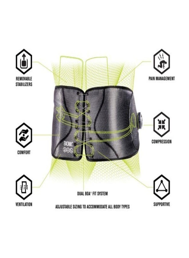 DonJoy Performance Bionic Reel-Adjust Back Brace with Removable Stabilizers for Back Support, Lumbar Control, Low Back Sprains and Strains - Image 2