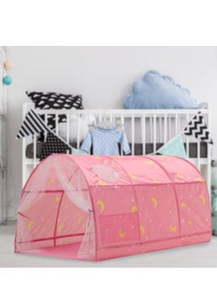 McDou Toddler sleeping tent, kids pop up tent, indoor playhouse, kids bed tent with mesh curtains, breathable mesh windows, double sewing thread for bedroom decoration  - Image 1