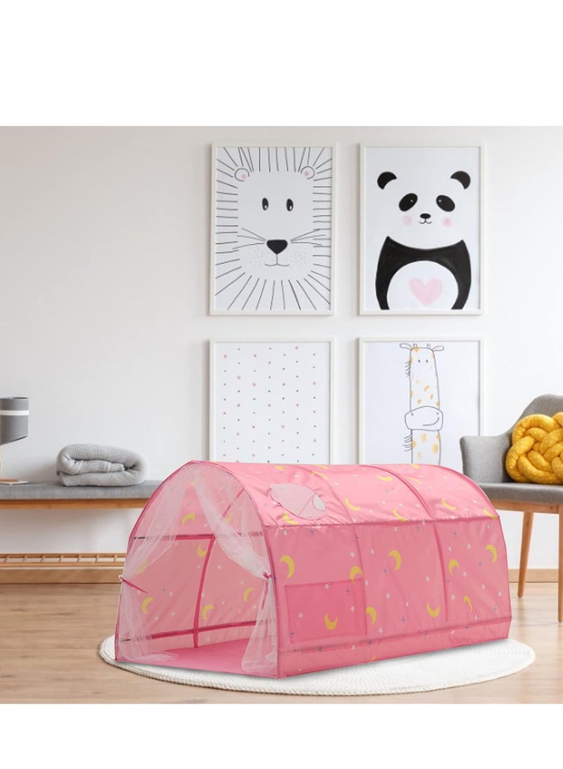 ماكدو خيمة نوم للأطفال الصغار، خيمة أطفال منبثقة، خيمة أطفال منبثقة، بيت لعب داخلي، خيمة سرير أطفال مع ستائر شبكية، نوافذ شبكية مسامية، خيط خياطة مزدوج لتزيين غرفة النوم - Image 5
