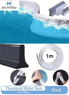 MLADEN Collapsible Bathroom Threshold Water Dam Barrier, Silicone Self-Adhesive Shower Edge Water Barrier Water Retaining Strip Water Flow Block Seal Strip,Shower Water Blocker Retention System,Dry and Wet Separation for Bathroom and Countertop Sink,39in  - Image 1