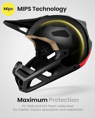 OutdoorMaster MIPS Full Face Mountain Bike Helmet for Men & Women - Two Removable Chin Pad, Ventilation Lightweight - Racing Downhill DH BMX MTB Helmet - Image 2