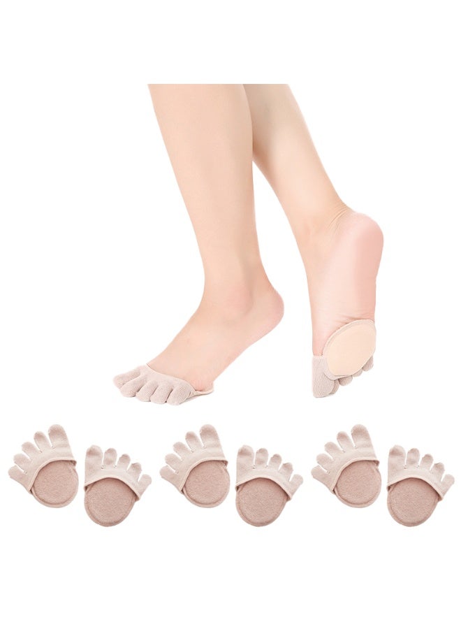 3 Pairs Toe Topper Socks No Show Liner Socks Women Finger Half Socks Non Slip Invisible Separated Socks for High Heels Sandals Sling - Image 1