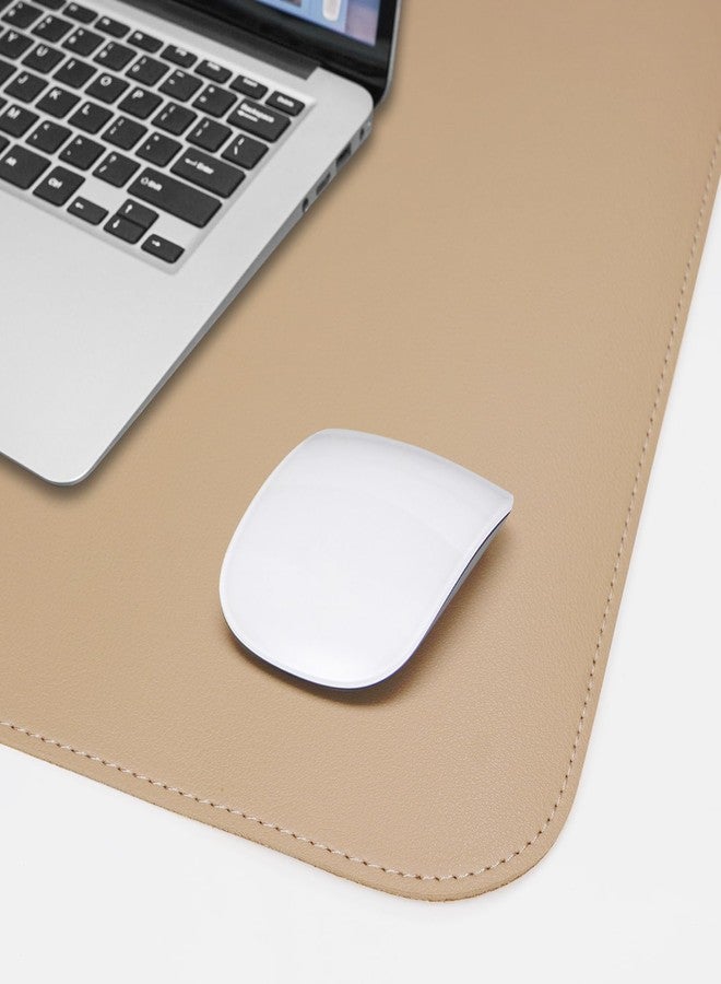AFIING Leather Desk pad Protector, Large Desk mat with Natural Cork & PU Leather,Mouse pad,Non-Slip Office Desk Mat,Waterproof Desk Writing Pad for Office and Home (35.4in*17in,Dark Apricot) - Image 4
