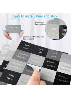 Bcabo Gold Foil Bible Tabs For Men And Women Gold Foil Letters Minimalist Laminated Catholic Bible Index Tabs 80 Book Tabs + 20 Blank Tabs Easy To Apply And Read Bible Journaling Tabs  - Image 3