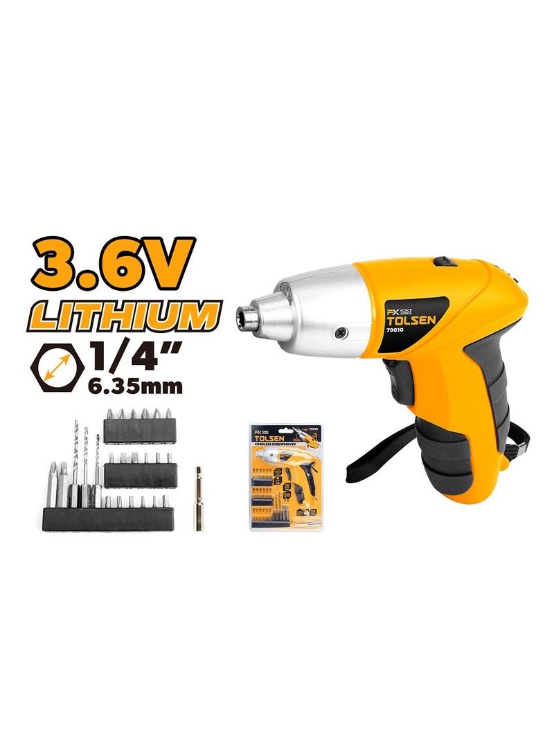 Tolsen 3.6V Cordless Screwdriver Set with 24 Accessories – Rechargeable Electric Driver with Bits and Drill Attachments – 79010 - Image 3