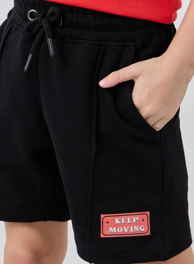 Styli Printed Drawstring Shorts with Pintuck Detail