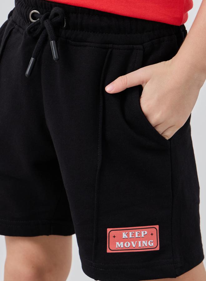 Styli Styli Printed Drawstring Shorts with Pintuck Detail  - Image 3