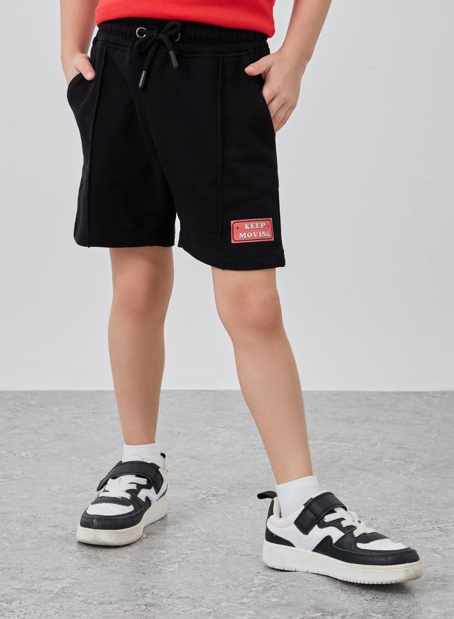 Styli Styli Printed Drawstring Shorts with Pintuck Detail  - Image 1