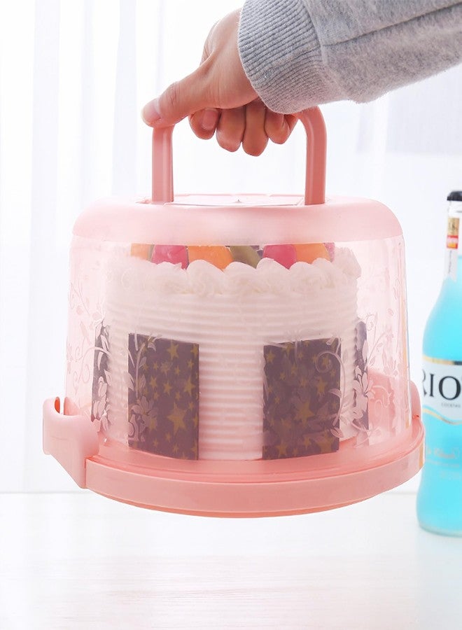 Amosfun 9.84 Inch Portable Cake Carrier with Handle Buckle Seal Round Cake Box Container Lightweight Cupcake Holder Tray for Dessert Transport - Image 4
