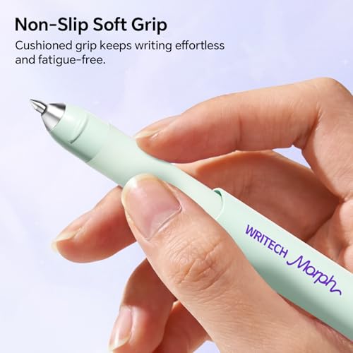 WRITECH Gel Pens Medium Point: Morph 0.7mm Black Ink Mini to Full Size Soft Grip Portable Extendable Pocket Pen Set with 2 Pens and 2 Refills - Image 3