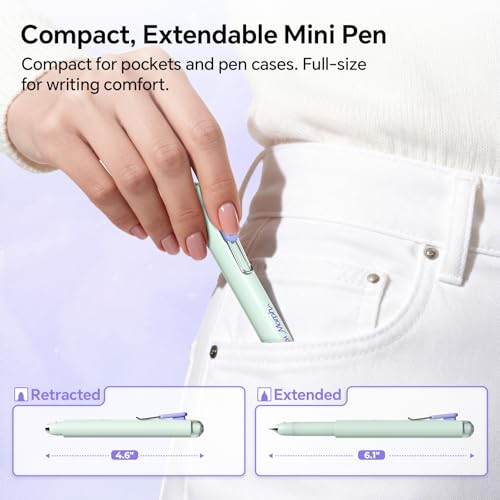 WRITECH Gel Pens Medium Point: Morph 0.7mm Black Ink Mini to Full Size Soft Grip Portable Extendable Pocket Pen Set with 2 Pens and 2 Refills - Image 2
