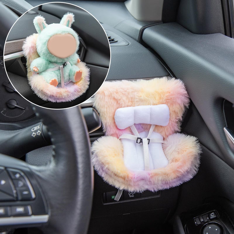 Ciunura Doll Car Seat Compatible with Bubudoll, Small Seat for 10-17cm Blind Box Toys, Including Air Vent Clip, Desktop Stand, Adjustable Safety Strap, Airflow-Friendly Design, Ideal Car Decor Gifts - Image 2