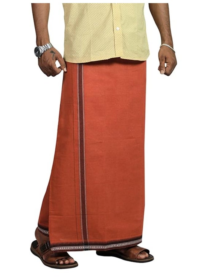 PRAKASAM COTTON Mens Cotton Single Colour Casual Style Thalapathi Border Dhoties For Mens/Fine Quality Single Dhoties For Men's - Image 1