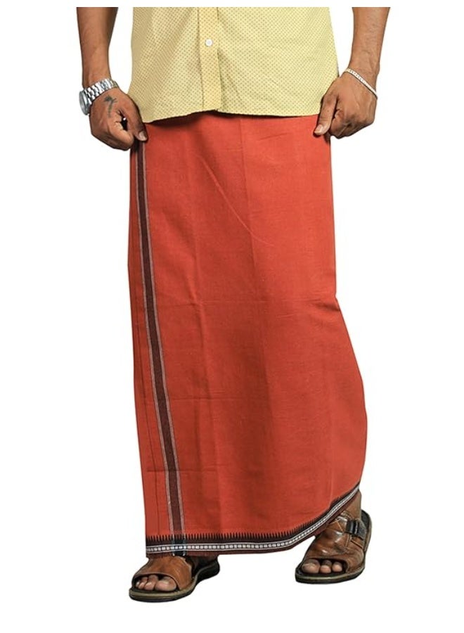 PRAKASAM COTTON Mens Cotton Single Colour Casual Style Thalapathi Border Dhoties For Mens/Fine Quality Single Dhoties For Men's - Image 2