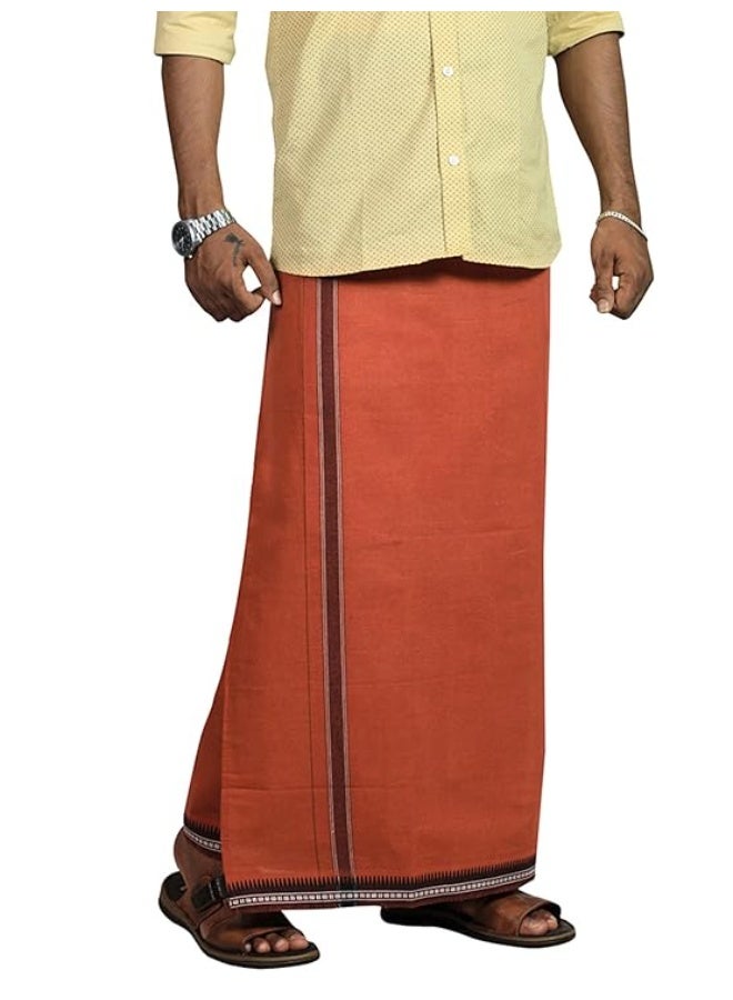 PRAKASAM COTTON Mens Cotton Single Colour Casual Style Thalapathi Border Dhoties For Mens/Fine Quality Single Dhoties For Men's - Image 4