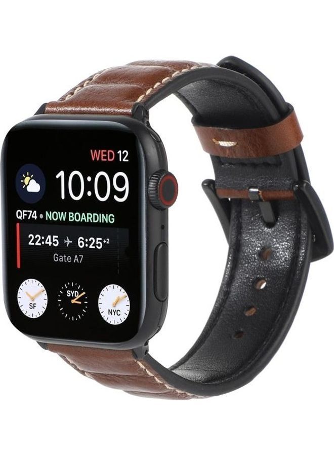 NIBEMINENT Watchband For Apple Watch Series 7 45mm/6 & Se 5 4 44mm/3 2 1 42mm Dark Brown - Image 3