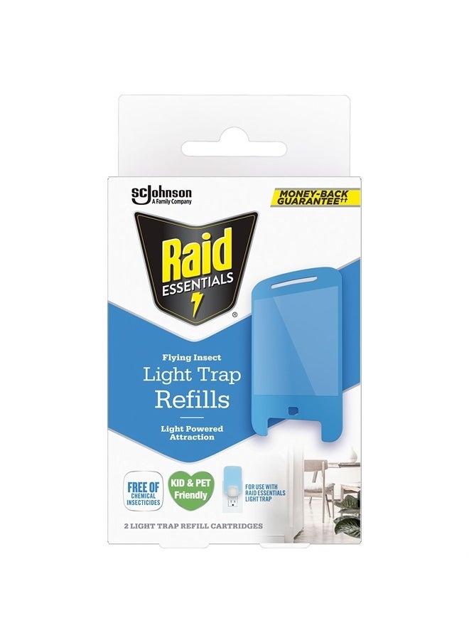 Essentials Flying Insect Light Trap Refills, 2 Light Trap Refill Cartridges, Featuring Light Powered Attraction
