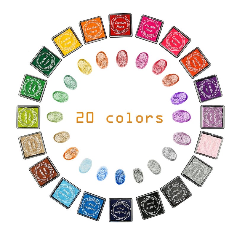 Lsushine Craft Ink Pad Stamps Partner DIY Color,20 Colors Rainbow Finger Ink pad for Kids (Pack of 20) - Image 2