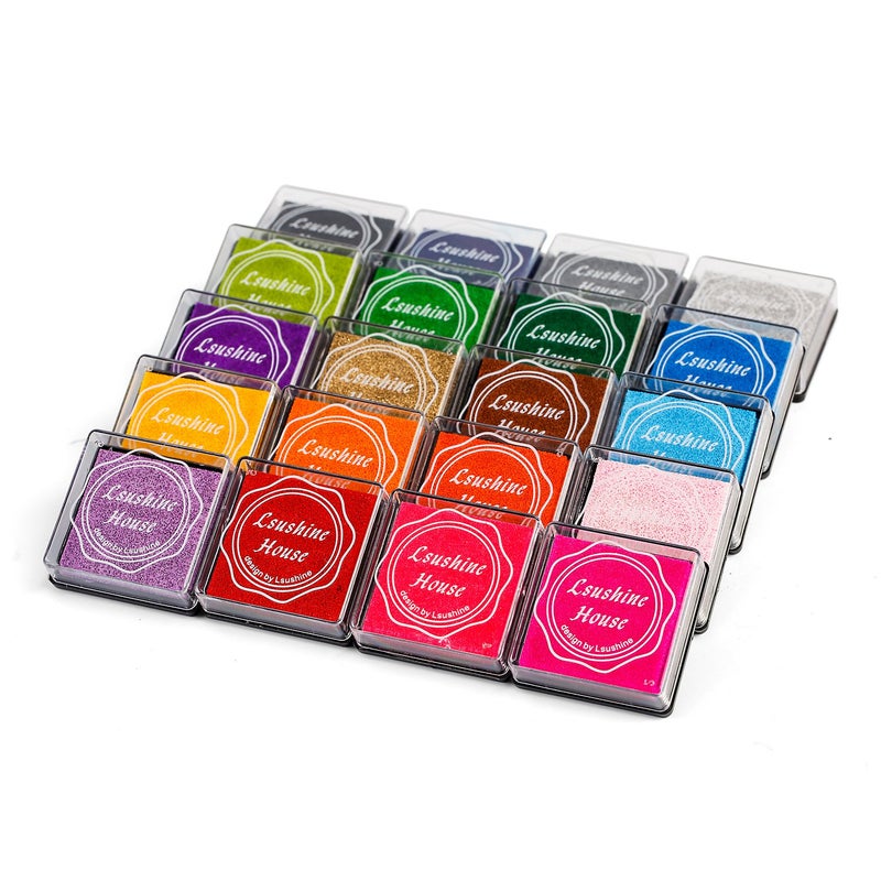 Lsushine Craft Ink Pad Stamps Partner DIY Color,20 Colors Rainbow Finger Ink pad for Kids (Pack of 20) - Image 1