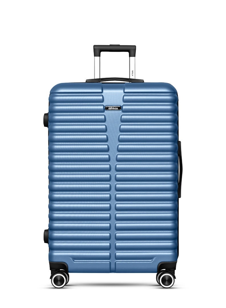 MNUK Destiny Checked Luggage | Hardside Soft Handle Trolley with TSA Lock | 360° 4 Wheeler| Medium-24 Inch, Blue - Image 1
