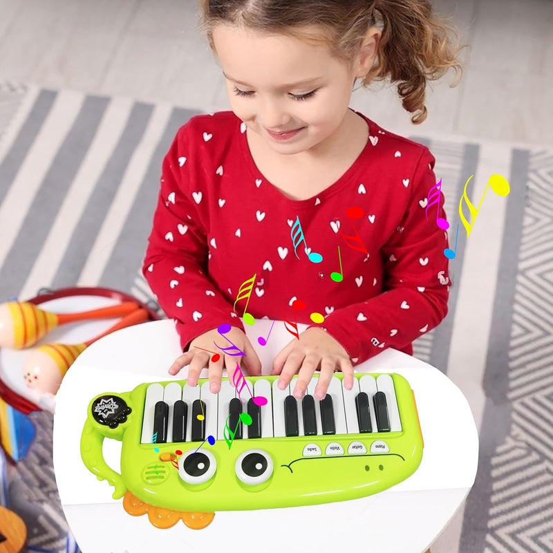 vGRASSP 24 Keys Dinosaur Face Electronic Keyboard Piano Toy for Kids and Toddlers with 3 Mode Change Feature - The Portable Melodious Musical Instrument - Color As Per Stock - Image 2