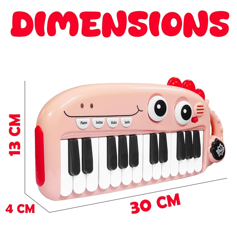 vGRASSP 24 Keys Dinosaur Face Electronic Keyboard Piano Toy for Kids and Toddlers with 3 Mode Change Feature - The Portable Melodious Musical Instrument - Color As Per Stock - Image 3