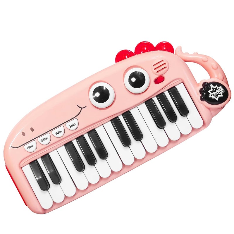 vGRASSP 24 Keys Dinosaur Face Electronic Keyboard Piano Toy for Kids and Toddlers with 3 Mode Change Feature - The Portable Melodious Musical Instrument - Color As Per Stock - Image 1